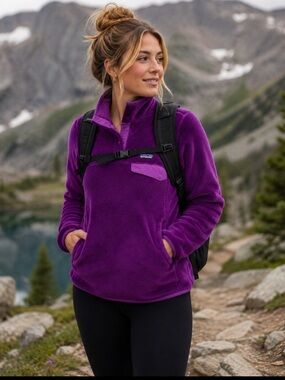 Patagonia Retool Fleece Snap-T Pullover Sweater Purple Women’s Small S